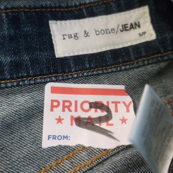 Womens Rag & Bone Paz Dark Blue Raw Hem Cropped Flared-Leg Jean Overalls SP * - Picture 9 of 9